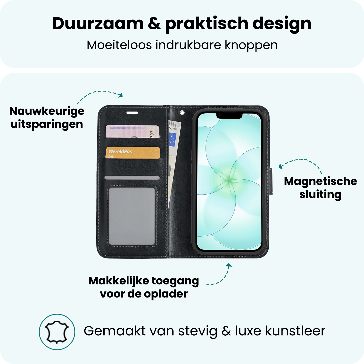 Forterra Forterra iPhone 17e Hoesje Bookcase Met 2x Screenprotector - Zwart