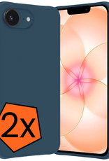 Nomfy Nomfy iPhone 17e Hoesje Siliconen - Donkerblauw - 2 PACK