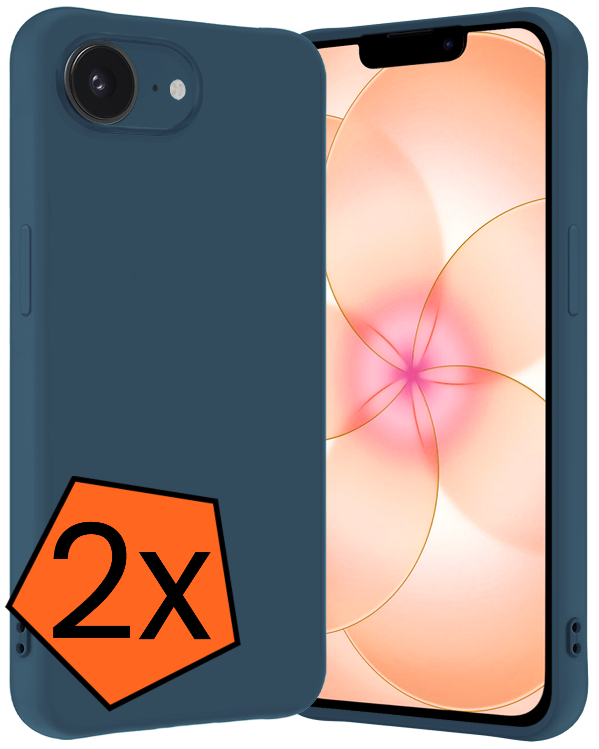 Nomfy Nomfy iPhone 17e Hoesje Siliconen - Donkerblauw - 2 PACK