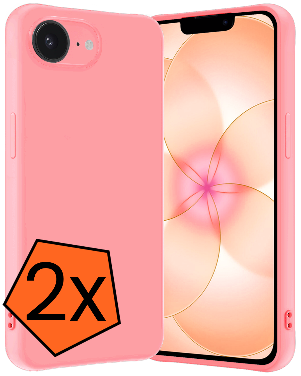 Nomfy Nomfy iPhone 17e Hoesje Siliconen - Lichtroze - 2 PACK