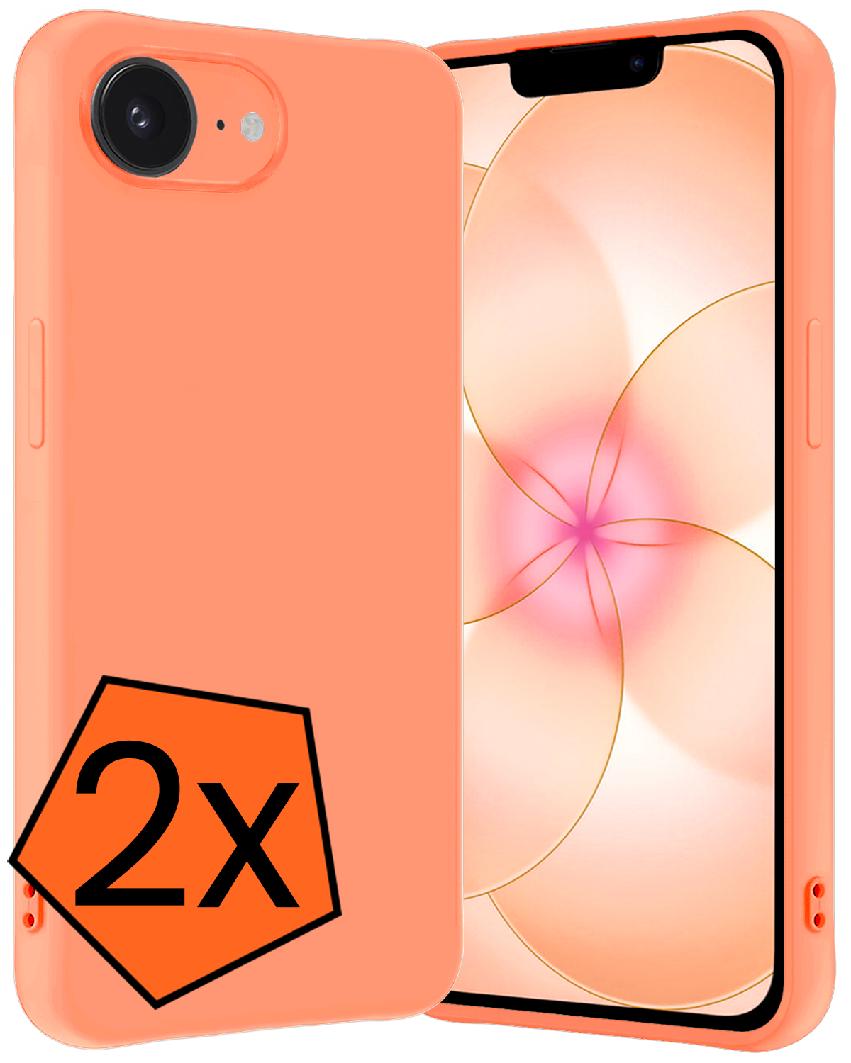 Nomfy Nomfy iPhone 17e Hoesje Siliconen - Perzik - 2 PACK