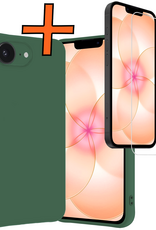 Nomfy Nomfy iPhone 17e Hoesje Siliconen Met Screenprotector Met Dichte Notch - Donkergroen