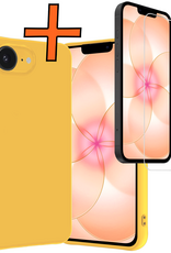 Nomfy Nomfy iPhone 17e Hoesje Siliconen Met Screenprotector Met Dichte Notch - Geel