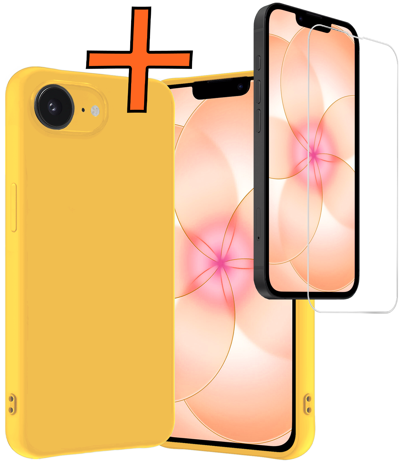 Nomfy Nomfy iPhone 17e Hoesje Siliconen Met Screenprotector Met Dichte Notch - Geel