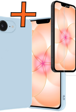 Nomfy Nomfy iPhone 17e Hoesje Siliconen Met Screenprotector Met Dichte Notch - Lichtblauw
