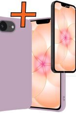 Nomfy Nomfy iPhone 17e Hoesje Siliconen Met Screenprotector Met Dichte Notch - Lila