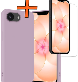 Nomfy Nomfy iPhone 17e Hoesje Siliconen Met Screenprotector Met Dichte Notch - Lila