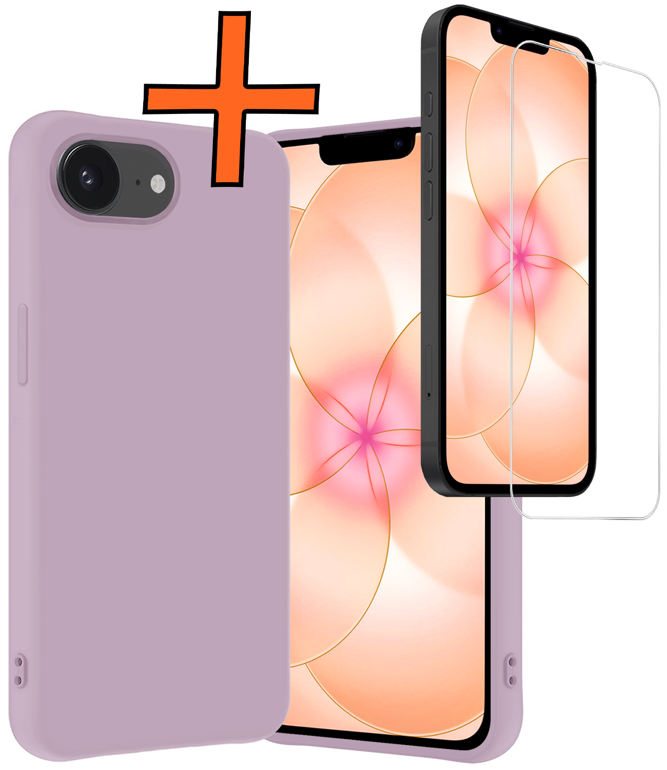 Nomfy Nomfy iPhone 17e Hoesje Siliconen Met Screenprotector Met Dichte Notch - Lila