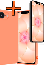 Nomfy Nomfy iPhone 17e Hoesje Siliconen Met Screenprotector Met Dichte Notch - Perzik
