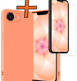 Nomfy Nomfy iPhone 17e Hoesje Siliconen Met Screenprotector Met Dichte Notch - Perzik