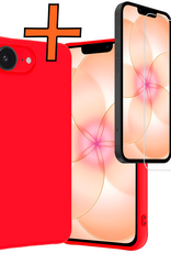 Nomfy Nomfy iPhone 17e Hoesje Siliconen Met Screenprotector Met Dichte Notch - Rood