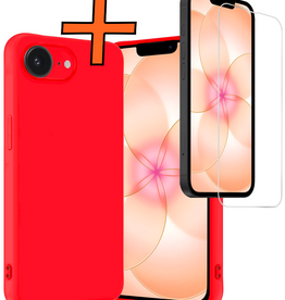 Nomfy Nomfy iPhone 17e Hoesje Siliconen Met Screenprotector Met Dichte Notch - Rood