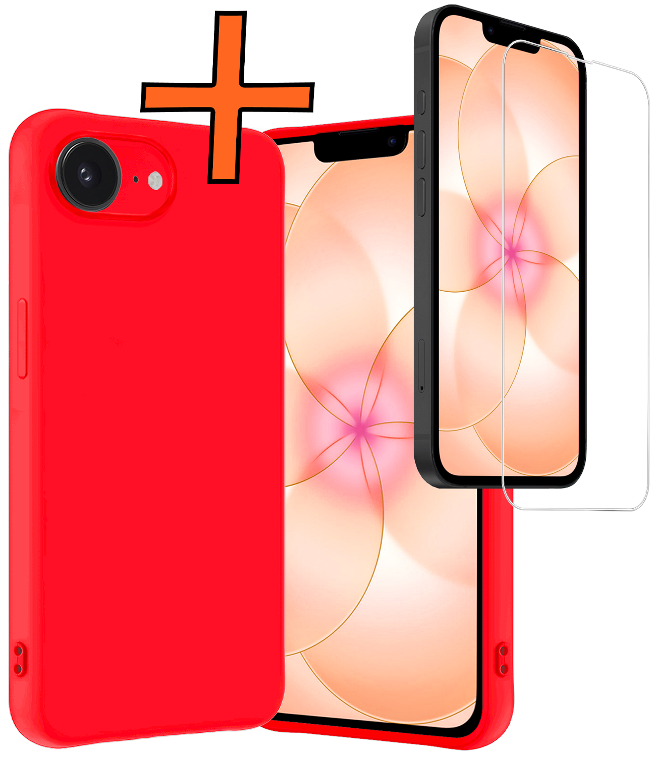 Nomfy Nomfy iPhone 17e Hoesje Siliconen Met Screenprotector Met Dichte Notch - Rood
