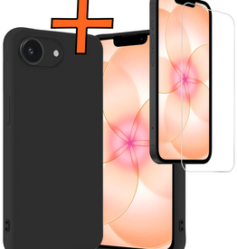 Nomfy Nomfy iPhone 17e Hoesje Siliconen Met Screenprotector Met Dichte Notch - Zwart