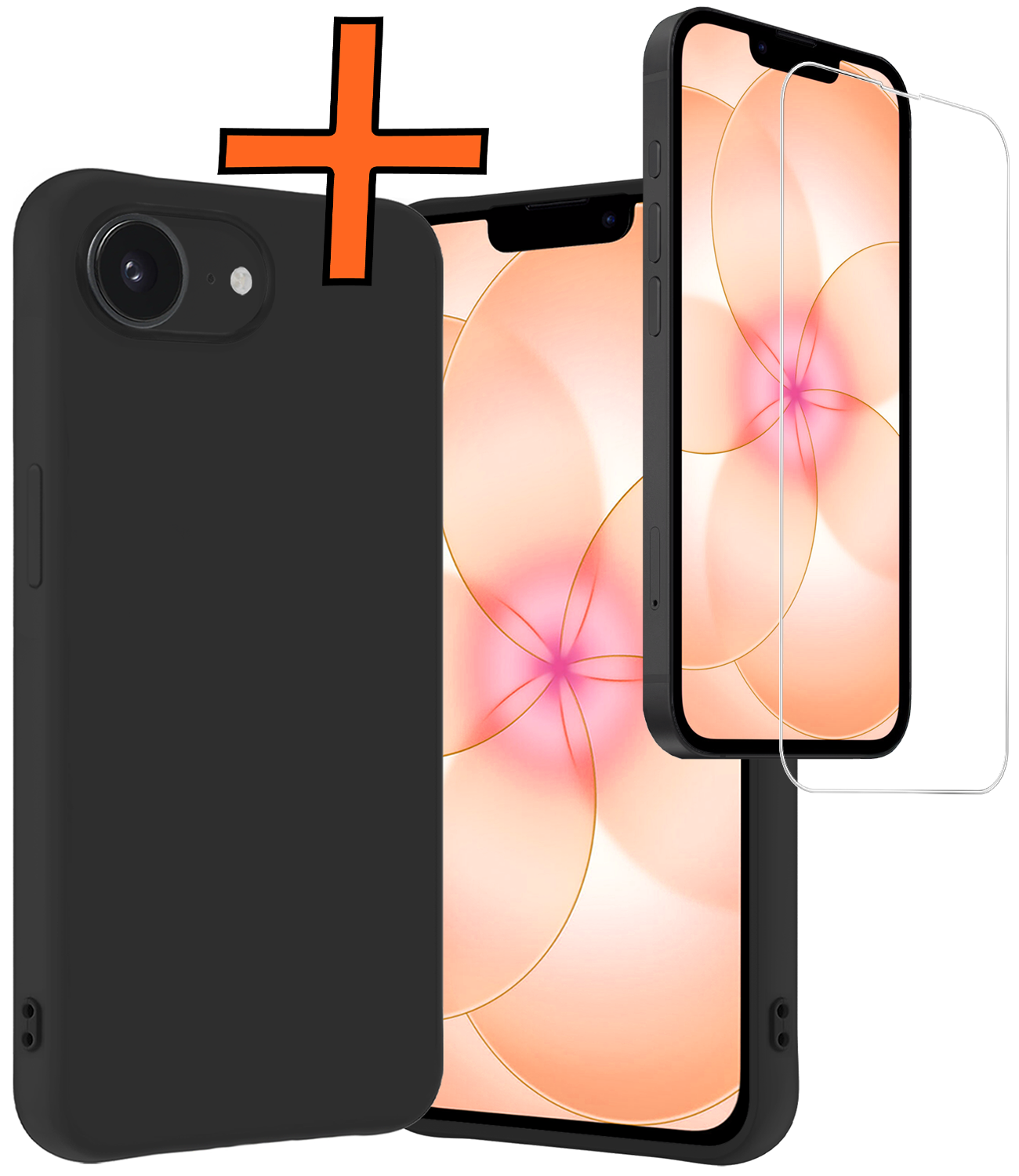 Nomfy Nomfy iPhone 17e Hoesje Siliconen Met Screenprotector Met Dichte Notch - Zwart