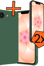 Nomfy Nomfy iPhone 17e Hoesje Siliconen Met 2x Screenprotector Met Dichte Notch - Donkergroen