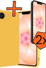 Nomfy Nomfy iPhone 17e Hoesje Siliconen Met 2x Screenprotector Met Dichte Notch - Geel