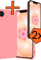 Nomfy Nomfy iPhone 17e Hoesje Siliconen Met 2x Screenprotector Met Dichte Notch - Lichtroze