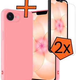 Nomfy Nomfy iPhone 17e Hoesje Siliconen Met 2x Screenprotector Met Dichte Notch - Lichtroze