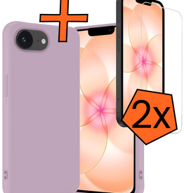 Nomfy Nomfy iPhone 17e Hoesje Siliconen Met 2x Screenprotector Met Dichte Notch - Lila