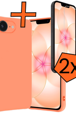 Nomfy Nomfy iPhone 17e Hoesje Siliconen Met 2x Screenprotector Met Dichte Notch - Perzik