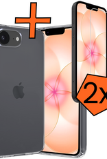 Nomfy Nomfy iPhone 17e Hoesje Siliconen Met 2x Screenprotector Met Dichte Notch - Transparant