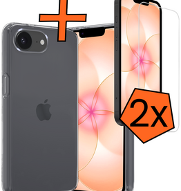 Nomfy Nomfy iPhone 17e Hoesje Siliconen Met 2x Screenprotector Met Dichte Notch - Transparant