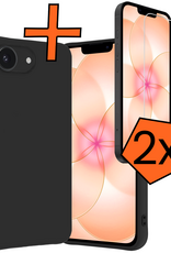 Nomfy Nomfy iPhone 17e Hoesje Siliconen Met 2x Screenprotector Met Dichte Notch - Zwart