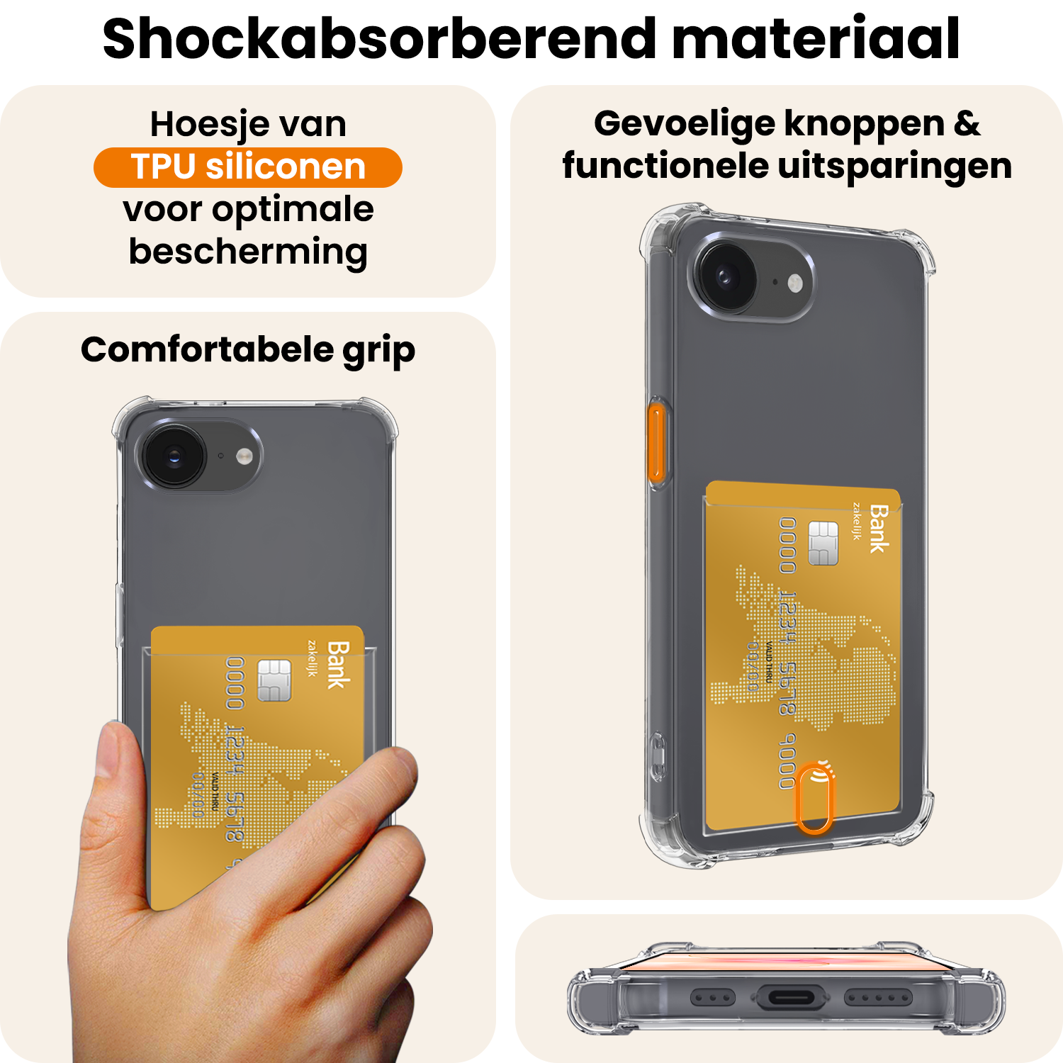 Nomfy Nomfy iPhone 17e Hoesje Pashouder - 2 PACK