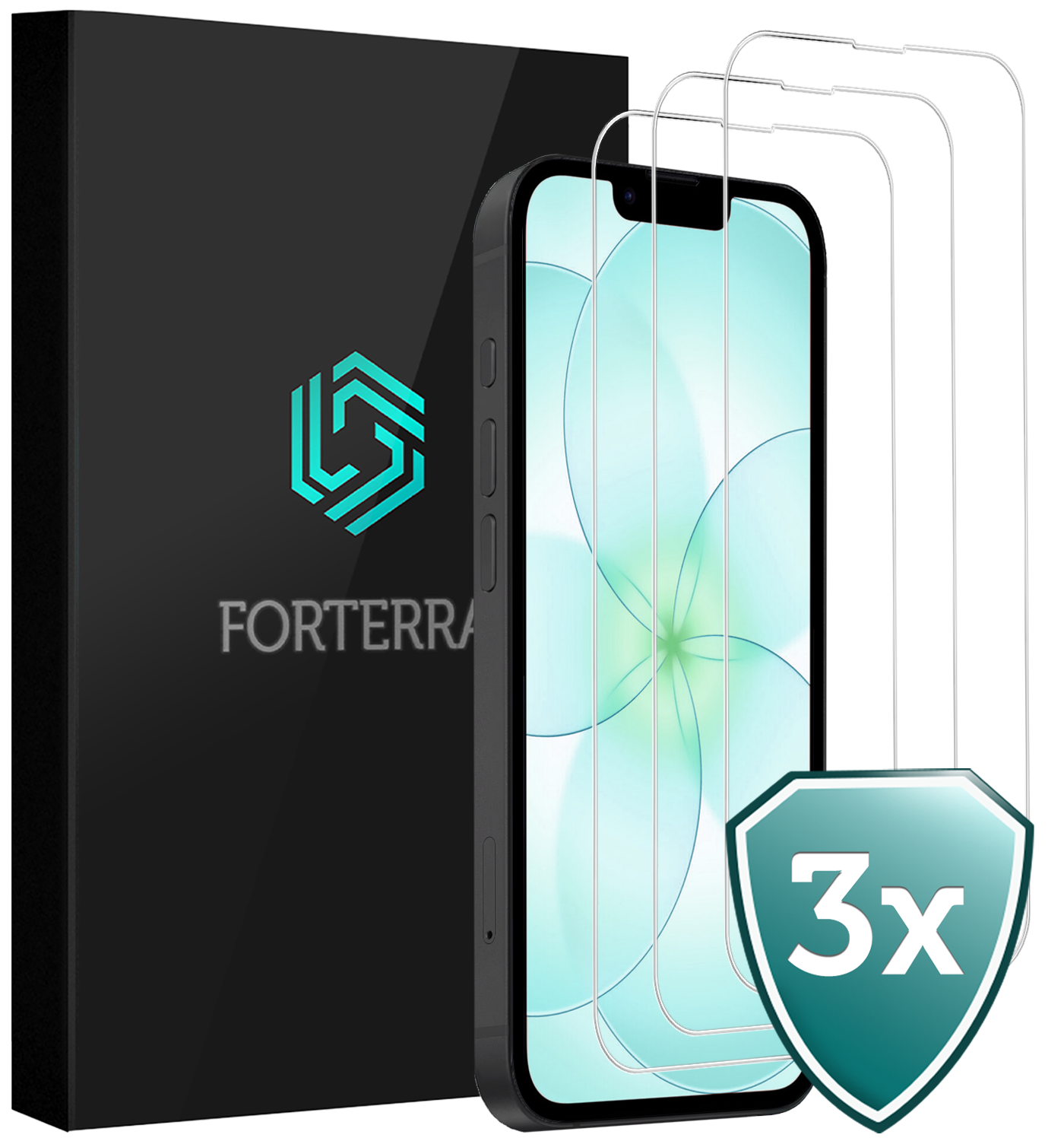 Forterra Forterra iPhone 17e Screenprotector Glas Met Dichte Notch - 3 PACK