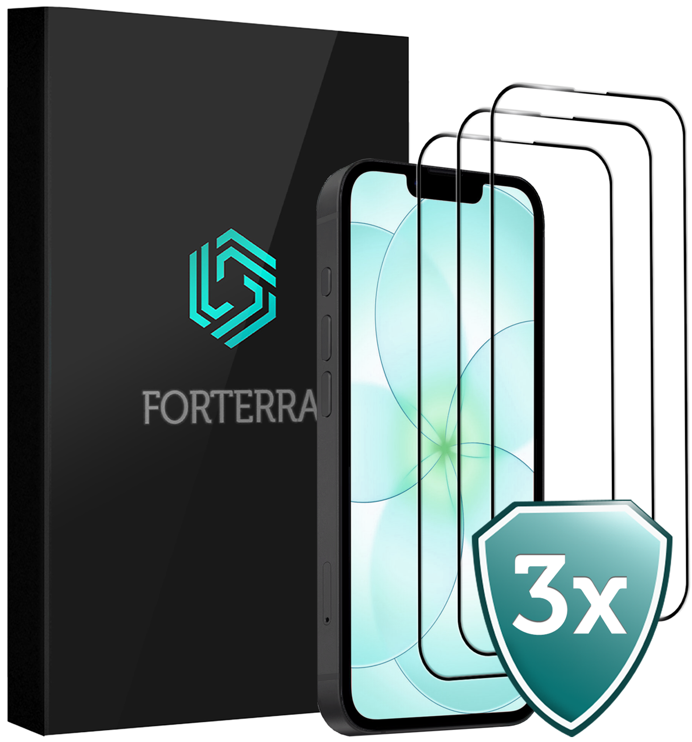 Forterra Forterra iPhone 17e Screenprotector Glas Full Cover 2D - 3 PACK