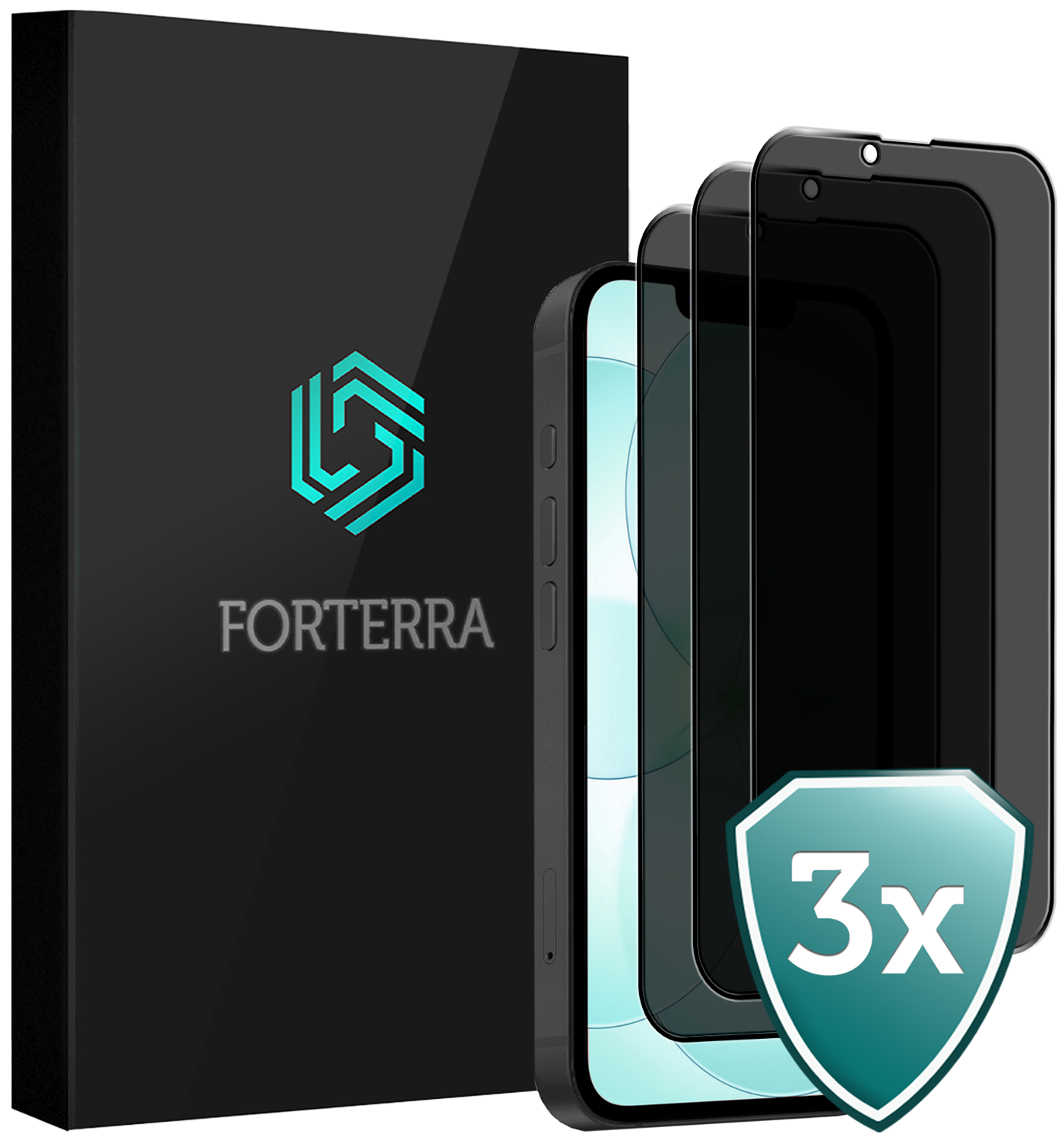 Forterra Forterra iPhone 17e Screenprotector Glas Privacy - 3 PACK