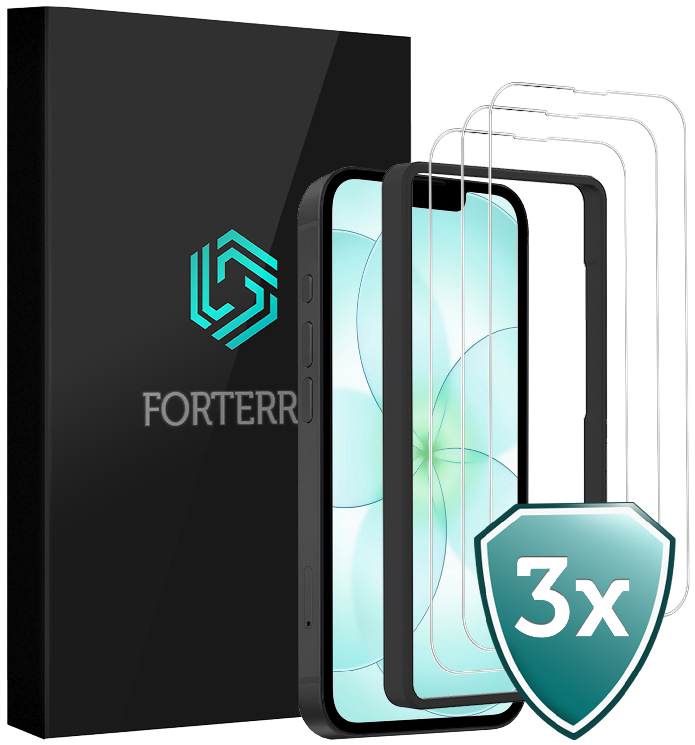 Forterra Forterra iPhone 17e Screenprotector Met Installatieframe - 3 PACK