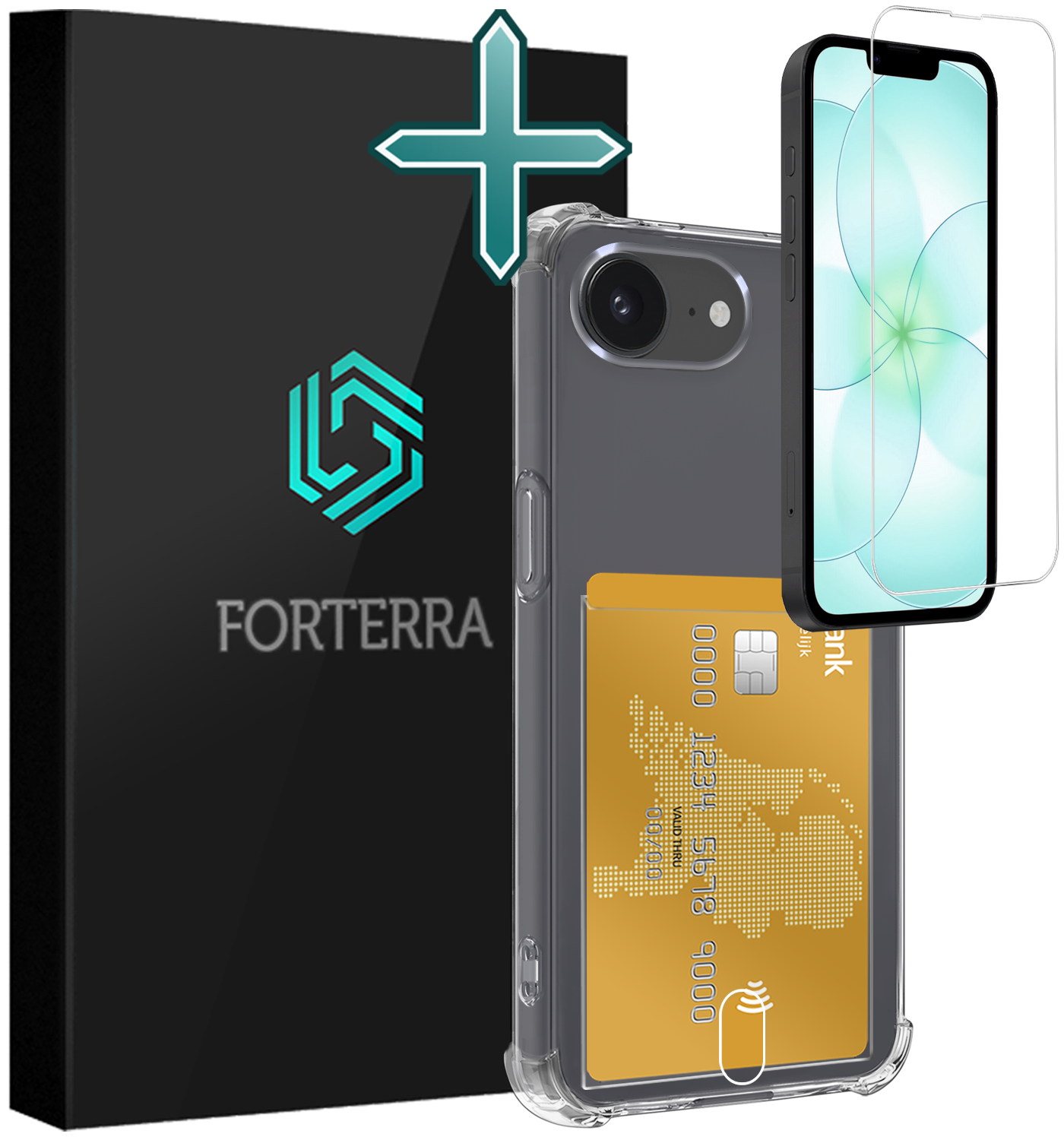 Forterra Forterra iPhone 17e Hoesje Pashouder Met Screenprotector