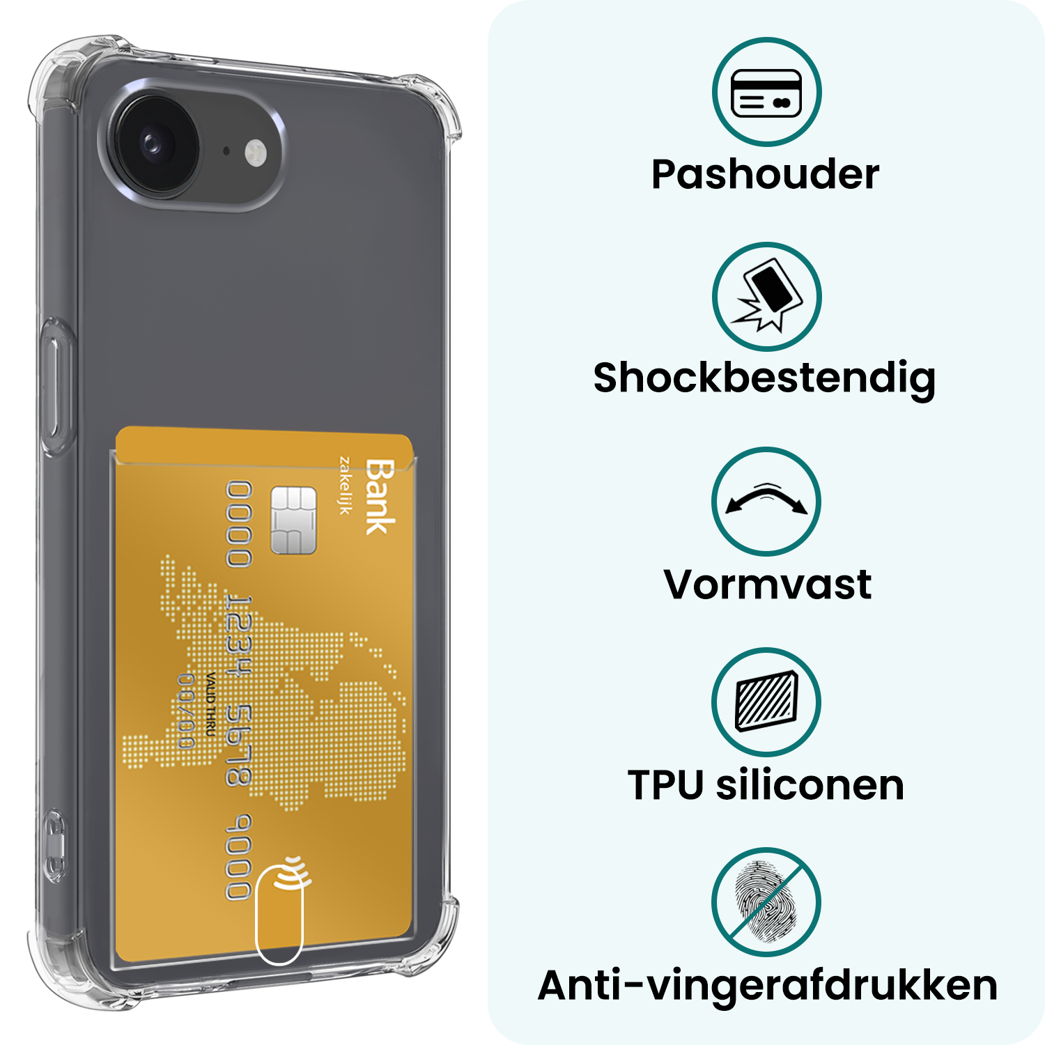 Forterra Forterra iPhone 17e Hoesje Pashouder Met 2x Screenprotector