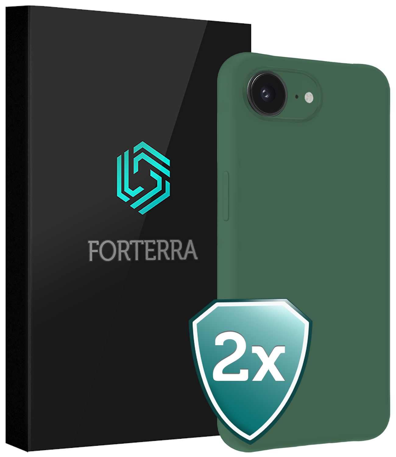 Forterra Forterra iPhone 17e Hoesje Siliconen - Donkergroen - 2 PACK