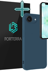 Forterra Forterra iPhone 17e Hoesje Siliconen Met Screenprotector Met Dichte Notch - Donkerblauw