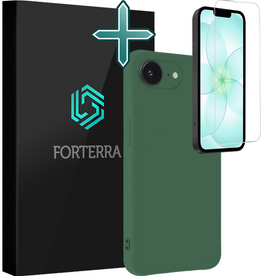 Forterra Forterra iPhone 17e Hoesje Siliconen Met Screenprotector Met Dichte Notch - Donkergroen