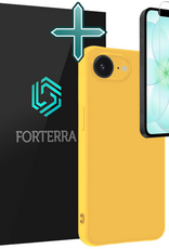 Forterra Forterra iPhone 17e Hoesje Siliconen Met Screenprotector Met Dichte Notch - Geel