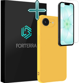 Forterra Forterra iPhone 17e Hoesje Siliconen Met Screenprotector Met Dichte Notch - Geel