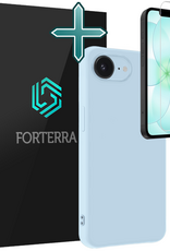 Forterra Forterra iPhone 17e Hoesje Siliconen Met Screenprotector Met Dichte Notch - Lichtblauw