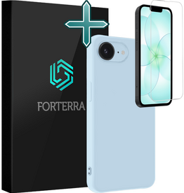 Forterra Forterra iPhone 17e Hoesje Siliconen Met Screenprotector Met Dichte Notch - Lichtblauw