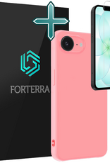 Forterra Forterra iPhone 17e Hoesje Siliconen Met Screenprotector Met Dichte Notch - Lichtroze