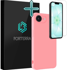 Forterra Forterra iPhone 17e Hoesje Siliconen Met Screenprotector Met Dichte Notch - Lichtroze