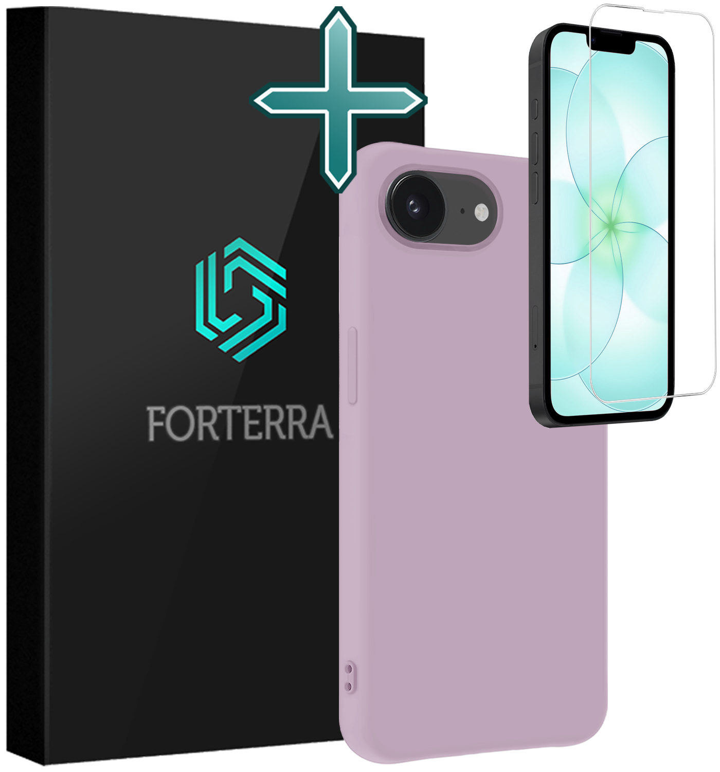 Forterra Forterra iPhone 17e Hoesje Siliconen Met Screenprotector Met Dichte Notch - Lila