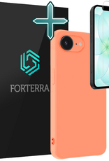 Forterra Forterra iPhone 17e Hoesje Siliconen Met Screenprotector Met Dichte Notch - Perzik
