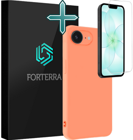 Forterra Forterra iPhone 17e Hoesje Siliconen Met Screenprotector Met Dichte Notch - Perzik