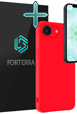 Forterra Forterra iPhone 17e Hoesje Siliconen Met Screenprotector Met Dichte Notch - Rood