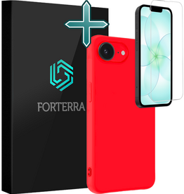 Forterra Forterra iPhone 17e Hoesje Siliconen Met Screenprotector Met Dichte Notch - Rood