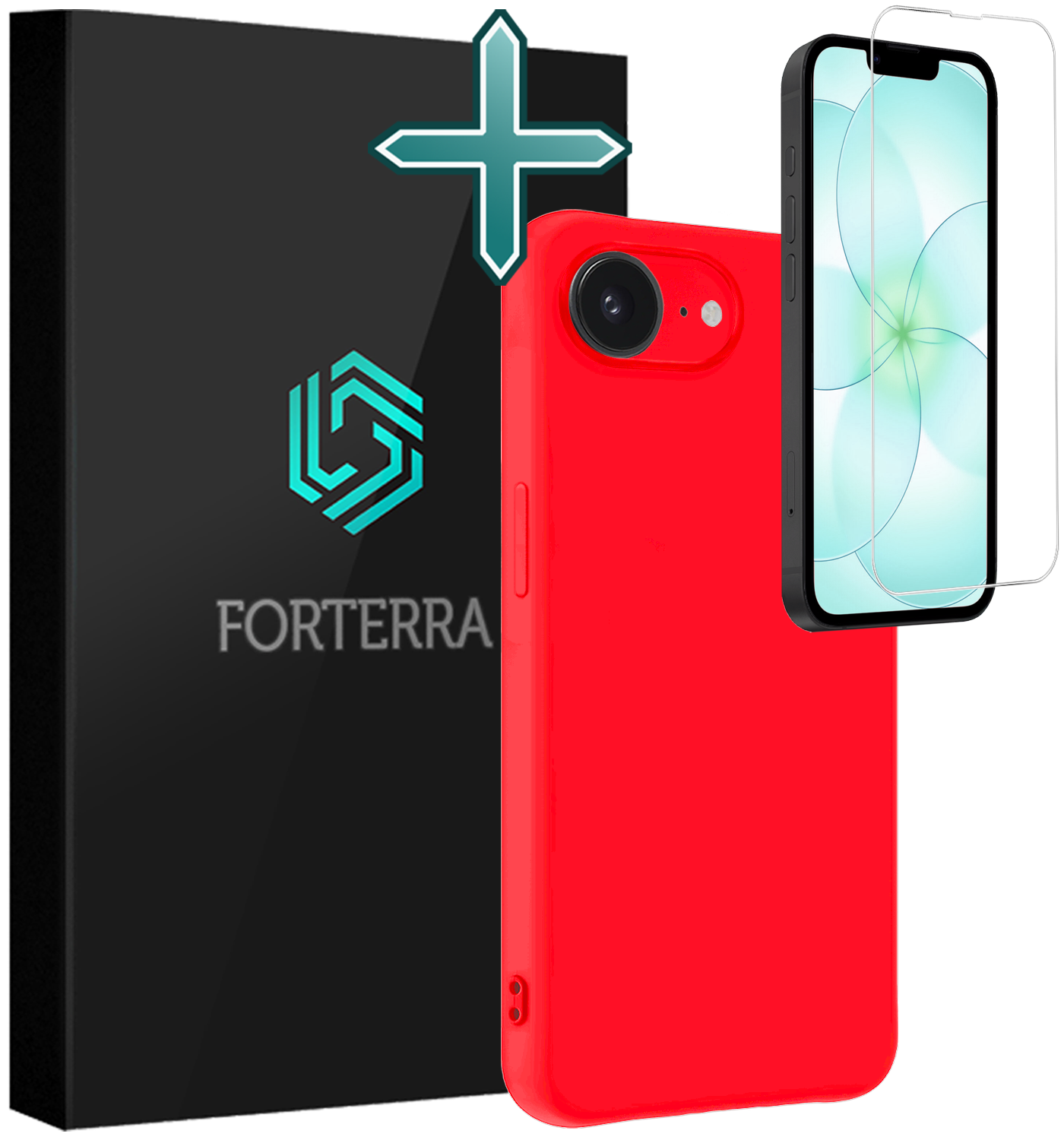Forterra Forterra iPhone 17e Hoesje Siliconen Met Screenprotector Met Dichte Notch - Rood